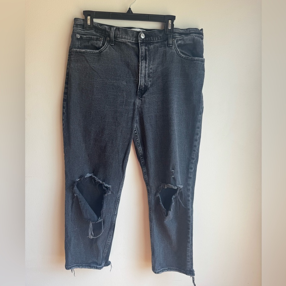 Abercrombie & Fitch “The Mom High Rise” in black distressed size 14